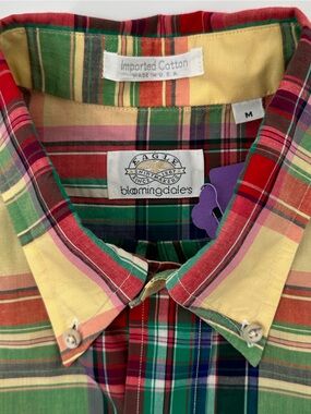 Bloomingdale’s Eagle Shop Made in USA Plaid Cotton Button Down Shirt Mens M